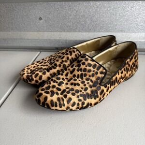 BIRDIES The Starling Cheetah Calf Hair Slip On Loafers Women's Sz 10.5 Work Luxe
